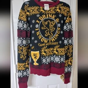 Game of Thrones Lannister Sweater Men’s L “I Drink & I Know Things”